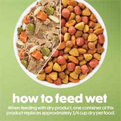 How to feed wet. When feeding with dry product, one container of this product replaces approximately 3/4 cup per dry food.