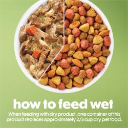 How to feed wet. When feeding with dry product, one container of this product replaces approximately 2/3 cup per dry food.