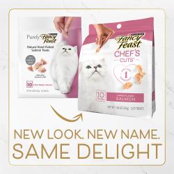 Old and new package images. New look. New Name. Same Delight.