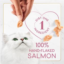 Solo un ingrediente. Salmón 100 % desmenuzado a mano.