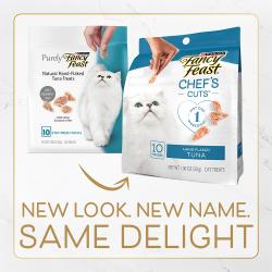 Old and new package images. New look. New Name. Same Delight.