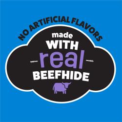 Los masticables para perros Purina Busy Rollhide Extra Grandes están hechos con cuero crudo de res real y no contienen sabores artificiales.