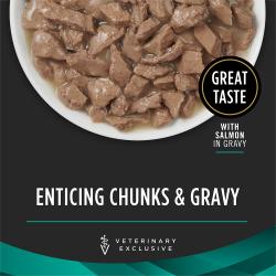 El alimento húmedo para gatos Pro Plan Veterinary Diets EN Gastroenteric tiene un gran sabor con apetitosos trozos y salsa.