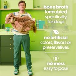 Caldo de huesos formulado específicamente para perros.