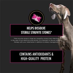 El alimento seco para perros Pro Plan Veterinary Diets UR Urinary Ox/St ayuda a disolver los calculos de estruvita esteriles y contiene antioxidantes y proteina de alta calidad.