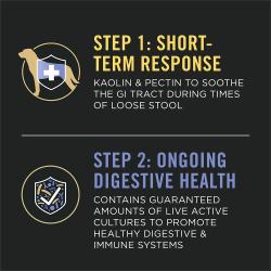 FortiFlora 2 step process short term diarrhea response and ongoing dog digestive health