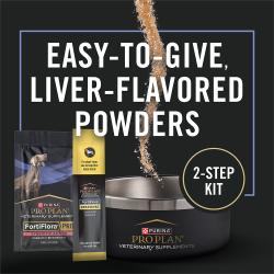 Easy to give liver flavored powders 2 step diarrhea response kit for dogs with synbiotic action
