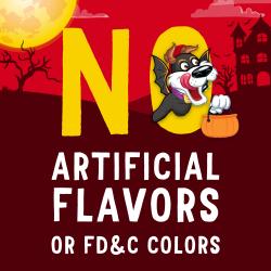 Hamlet, the Beggin mascot, jumping through the word no with text, no artificial flavors or FD and C colors.
