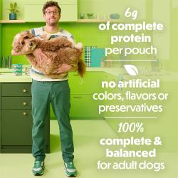 Beneful Freshly Prepared Meals are easy to serve. Tear it. Pour it. Serve it.