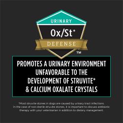 Urinary Ox/St Defense claim stating the formula promotes a urinary environment unfavorable to the development of sterile struvite and calcium oxalate crystals.
