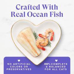 Fancy Feast Grilled Seafood Feast wet cat food with real ocean fish and shrimp; no artificial colors or preservatives.