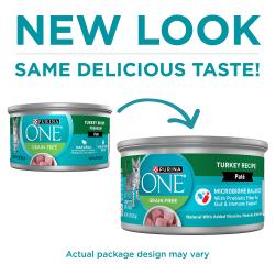 Purina ONE Grain Free Turkey Wet Cat Food has a new look with the same delicious taste.