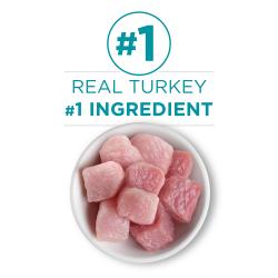 Real turkey is the #1 ingredient in Purina ONE Grain Free Turkey Wet Cat Food.