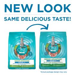 Purina ONE +Plus Indoor Advantage Senior 7+ Dry Cat Food has a new look with the same delicious taste.