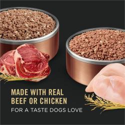 Hecho con carne real de res o pollo para un sabor que a los perros les encanta