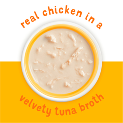 Verdadero pollo en un sedoso caldo de atún
