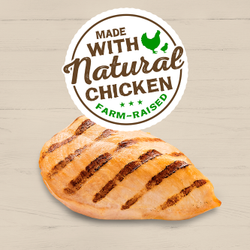 Elaborado con pollo natural criado en granjas