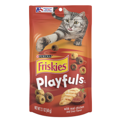 Foto publicitaria de Friskies Playfuls con sabor a pollo e hígado reales
