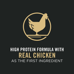 Fórmula con alto contenido de proteínas, cuyo ingrediente principal es la carne real de pollo.