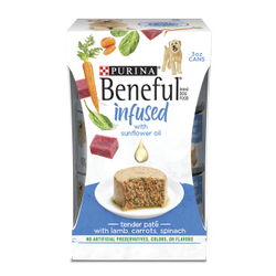 Alimento húmedo para perros de Beneful Infused de paté tierno con aceite de girasol, cordero, zanahorias y espinaca