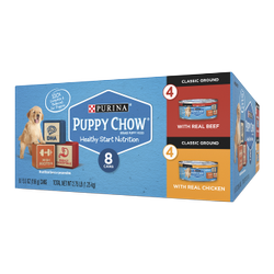 Paquete variado de 8 unidades de alimento húmedo para cachorros molienda clásica Purina Puppy Chow