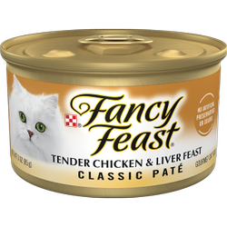 Alimento húmedo <i>gourmet</i> para gatos Fancy Feast sabor paté clásico de festín de pollo e hígado tiernos
