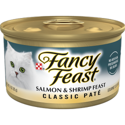 Alimento húmedo <i>gourmet</i> para gatos Fancy Feast Classic de paté de salmón y camarón