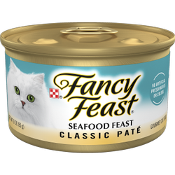 Alimento húmedo gourmet para gatos Fancy Feast Classic de paté de mariscos