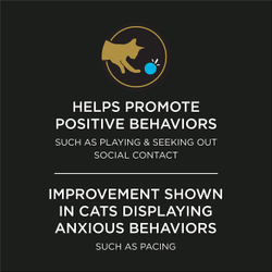 Helps promote positive behaviors such as playing & seeking out social contact. Improvement shown in cats displaying anxious behaviors such as pacing.