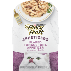 Aperitivo para gatos Fancy Feast de atún tonggol en un caldo sabroso