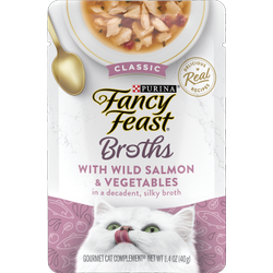 Purina Fancy Feast Broths Wet Cat Food Broth Complement Classic With Wild Salmon and Vegetables