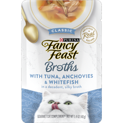 Purina Fancy Feast Wet Cat Food Broth Complement, Classic With Tuna, Anchovies and Whitefish