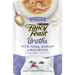 Purina Fancy Feast Broths Wet Cat Food Broth Complement, Classic With Tuna, Shrimp and Whitefish
