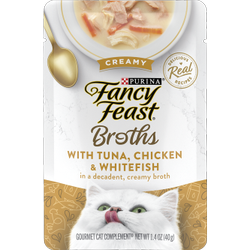 Purina Fancy Feast Broths Wet Cat Food Broth Complement Creamy With Tuna, Chicken and Whitefish