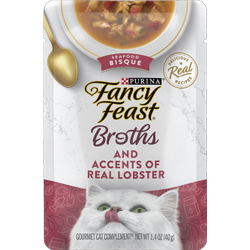 Purina Fancy Feast Broths Wet Cat Food Broth Complement Seafood Bisque and Accents of Real Lobster