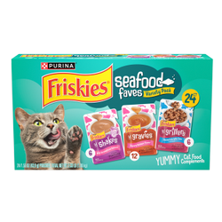 Paquete surtido de 24 unidades de complemento de alimento para gatos Friskies Seafood Faves