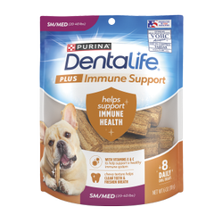 Paquete de bocadillos DentaLife Plus Immune Support para perros pequeños y medianos.
