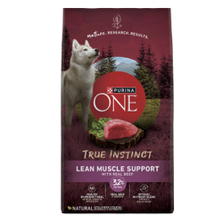 Alimento para perros alto en proteínas Purina One True Instinct Lean Muscle Support con carne real de res natural con vitaminas, minerales y nutrientes agregados