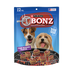 T-Bonz Filet Mignon Flavor Steak-Shaped Dog Treats package.