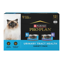 Paquete surtido Purina Pro Plan Urinary Tract Health con porciones de pavo y menudillos, y pescado blanco