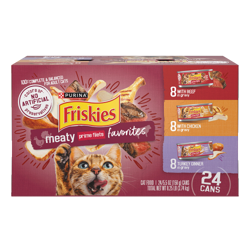 Paquete surtido de 24 unidades de alimento húmedo para gatos Friskies Meaty Prime Filets Favorites