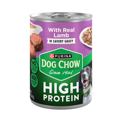 Dog Chow Comida húmeda de alta proteína para perros con cordero real en salsa