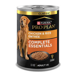 13oz can of Purina Pro Plan Complete Essentials chicken and rice wet dog food