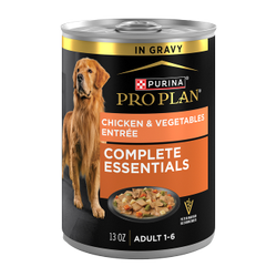 13oz can of Purina Pro Plan Complete Essentials chicken and vegetables wet dog food