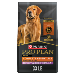33 lb. bag of Purina Pro Plan Complete Essentials turkey and rice dry dog food