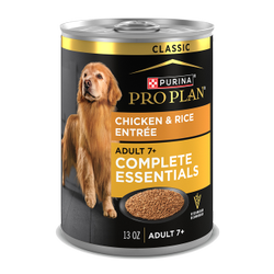 13oz can of Purina Pro Plan Complete Essentials adult 7 plus chicken and rice senior wet dog food