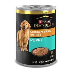 13oz can of Purina Pro Plan puppy classic chicken and rice wet dog food