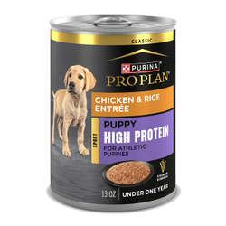 13oz can of Purina Pro Plan Sport high protein chicken and rice wet puppy food