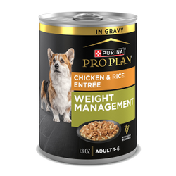 13oz can of Purina Pro Plan weight management chicken and rice wet dog food