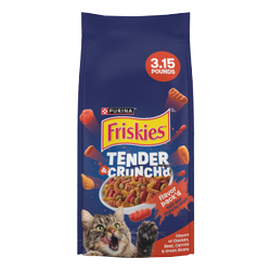 Friskies Tender & Crunchy Combo With Flavors of Chicken, Beef, Carrots & Green Beans Dry Cat Food package